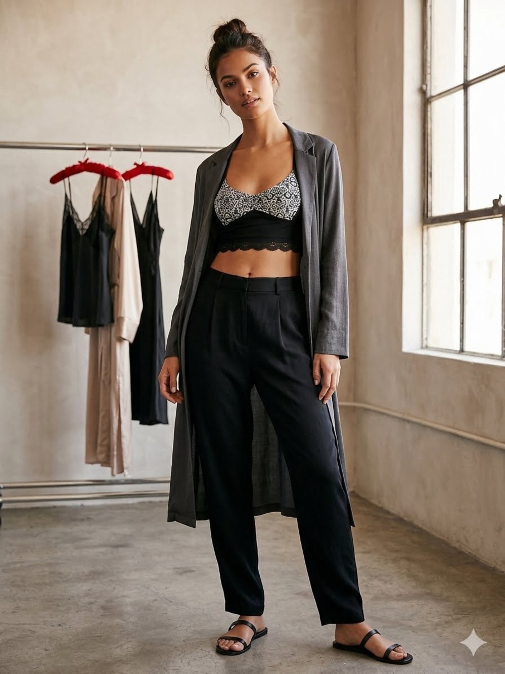 Free People printed racerback longline bralette from the Free People Intimately